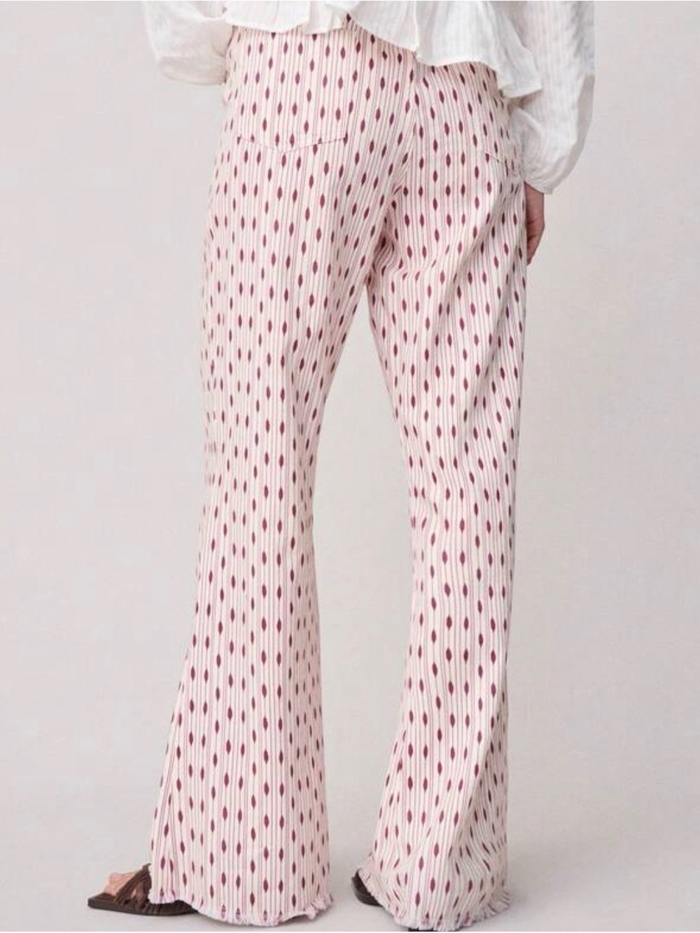 Floral Dot Pink Boot-Cut Pants